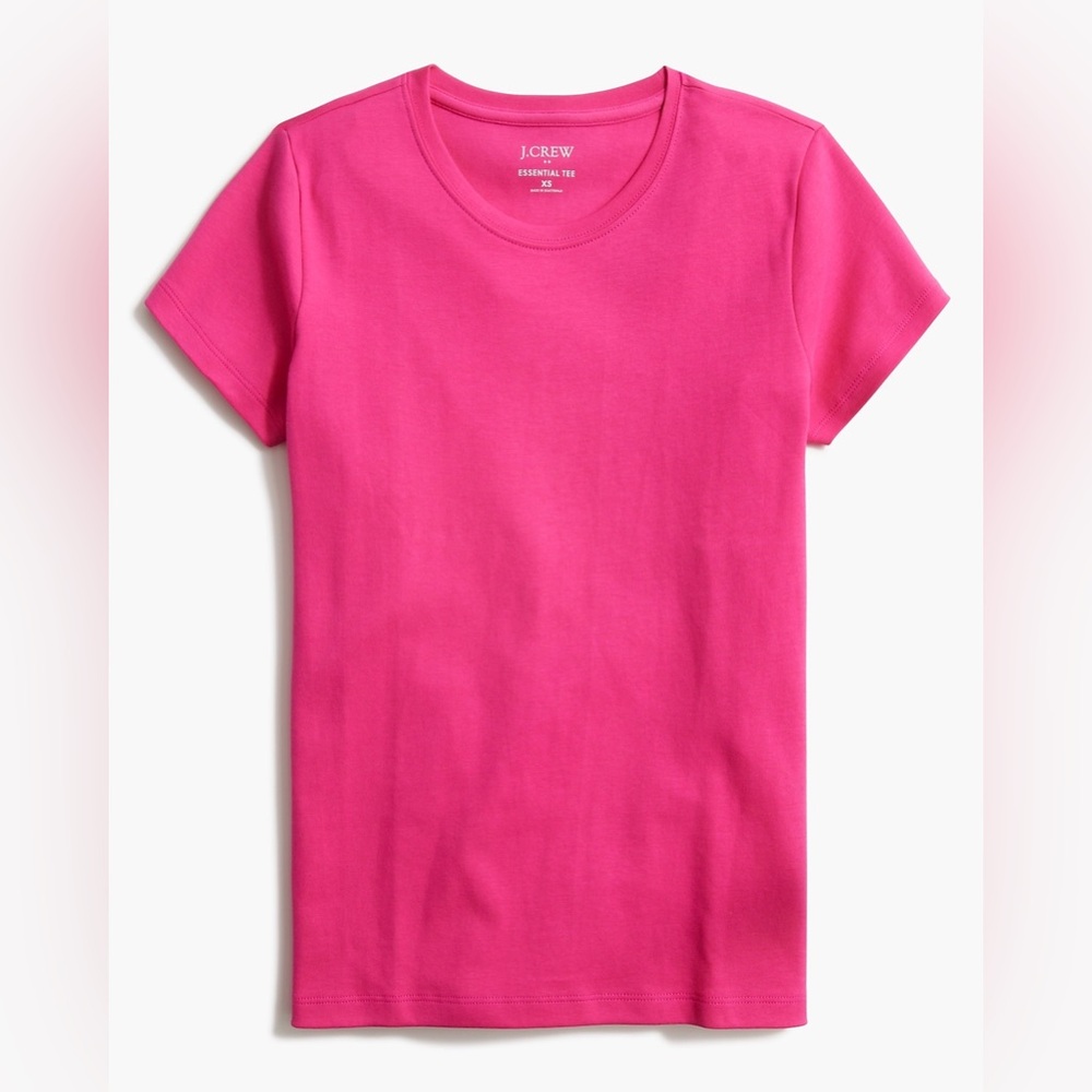 J. Crew Short Sleeve Crewneck Tee in Hot Pink/Sweet Fuchsia
